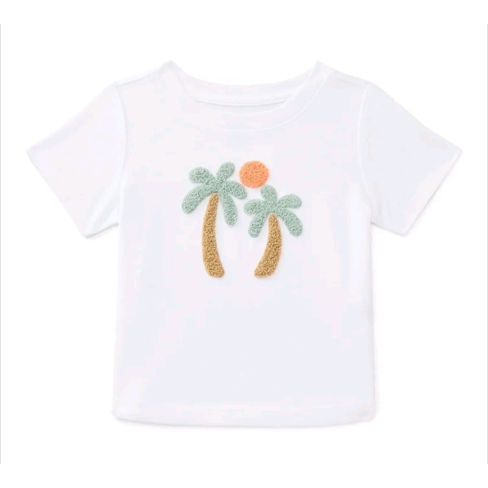 Wonder Nation Baby Boys T-shirt size 18 months white with palm trees NEW